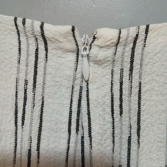 Calvin Klein Striped Dress Womens Size 10 Black Cream White Sleeveless Faux Wrap - Picture 6 of 8